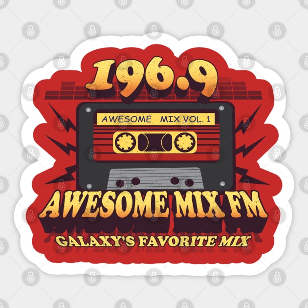 Awesome Mix 196.9 FM Sticker by DeepDiveThreads